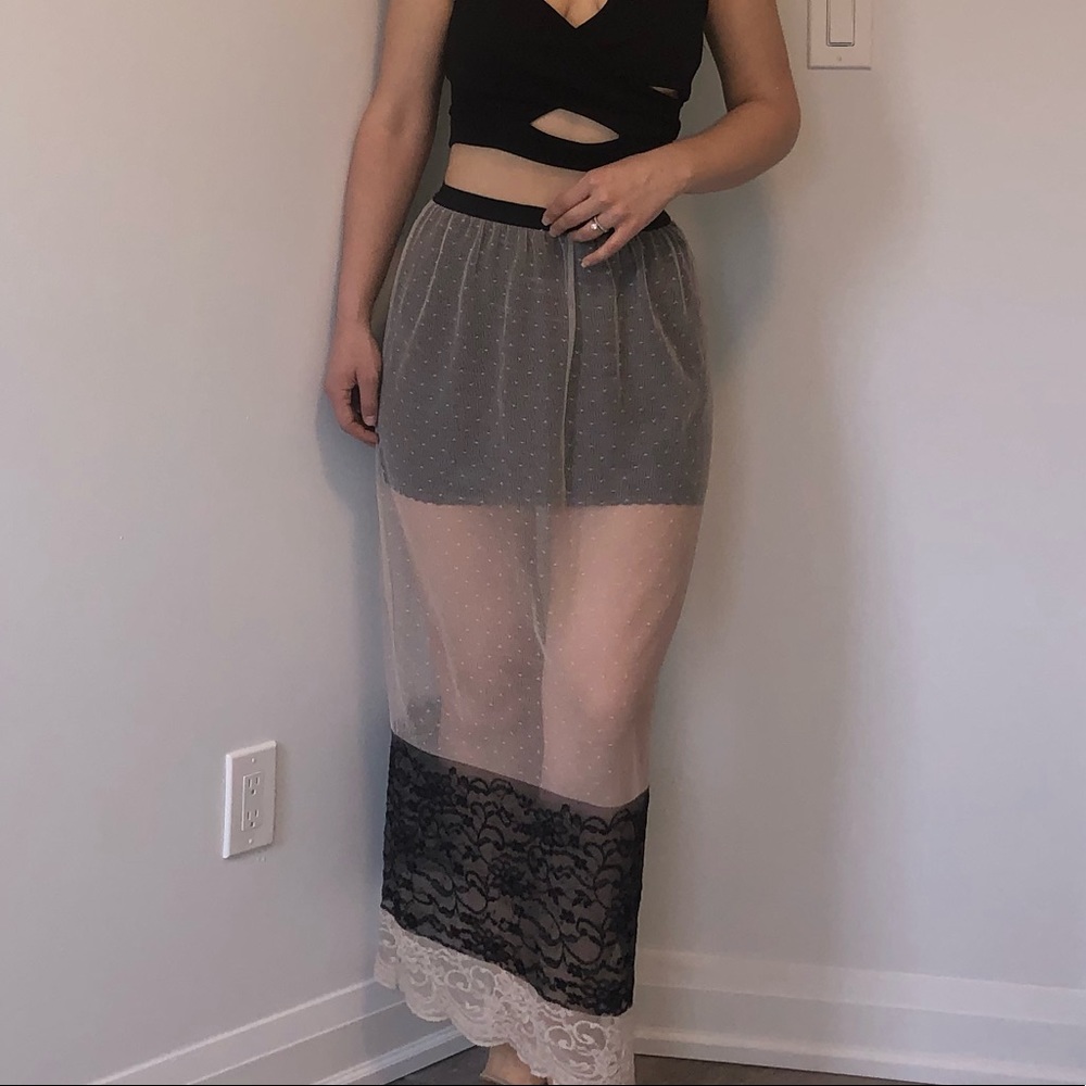 ⭐️Zara lace sheer maxi skirt size S